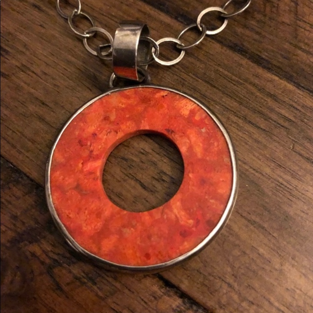 Silpada Red Coral Necklace Sterling Silver